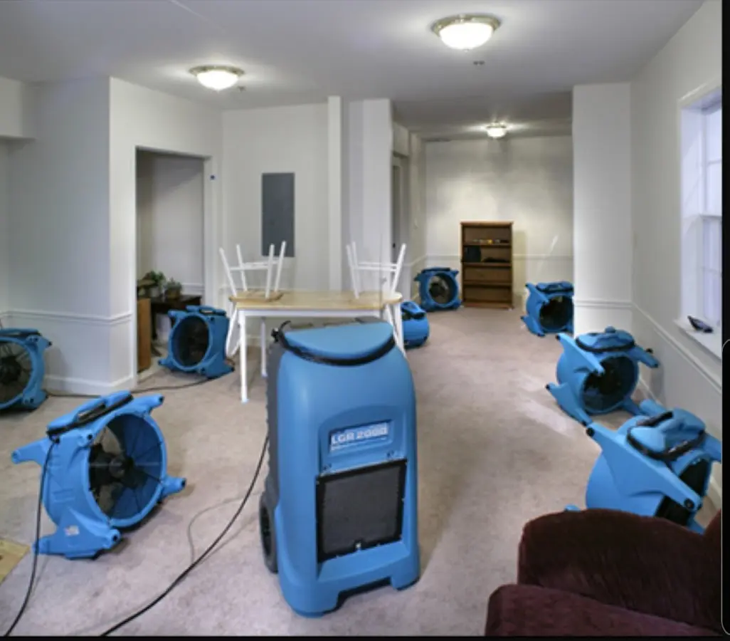 Air movers and dehumidifier setup for Water Damage Restoration in Fort Lauderdale
